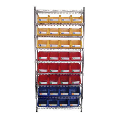 Wire Shelving with Storage Bins