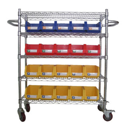 Wire Shelving Trolley with Storage Bins