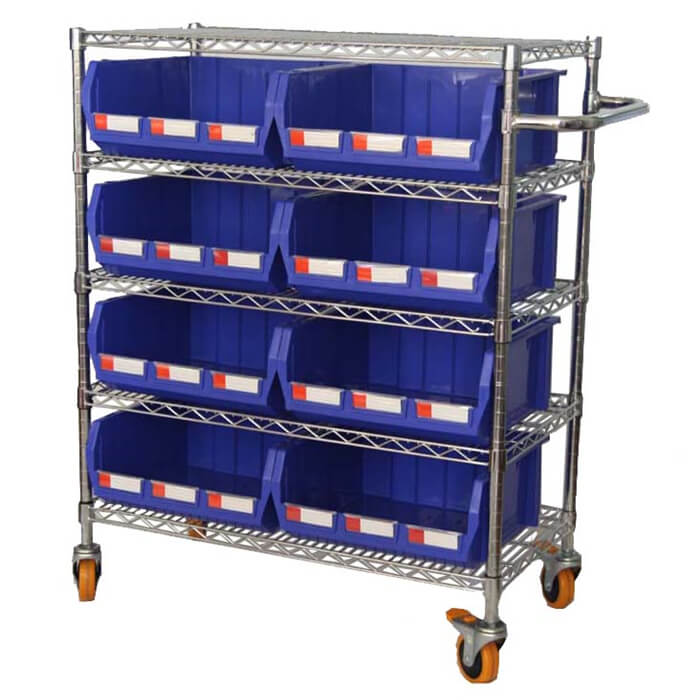 Wire Shelving Trolley With Storage Bins WST3618-004