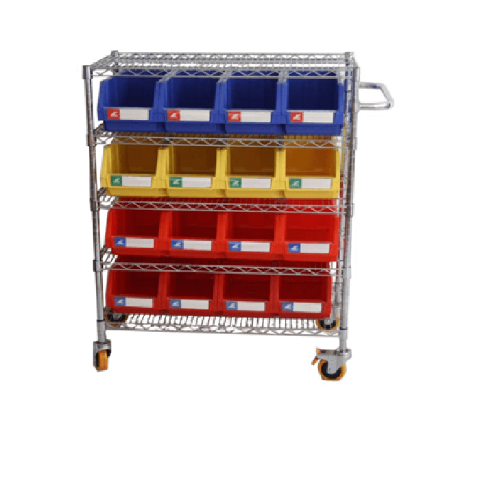 Wire Shelving Trolley With Storage Bins WST4018-005