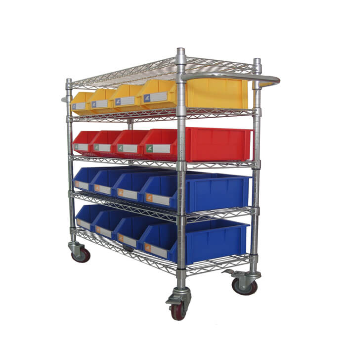 Wire Shelving Trolley With Storage Bins WST3614-008