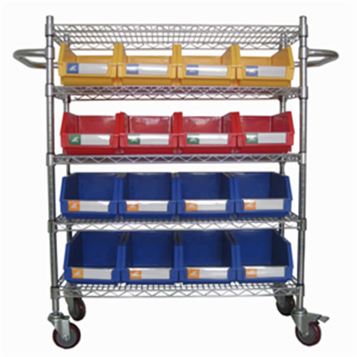 Wire Shelving Trolley With Storage Bins WST4018-002