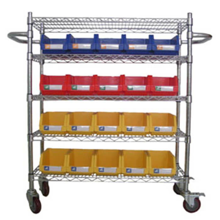 Wire Shelving Trolley With Storage Bins WST3618-004