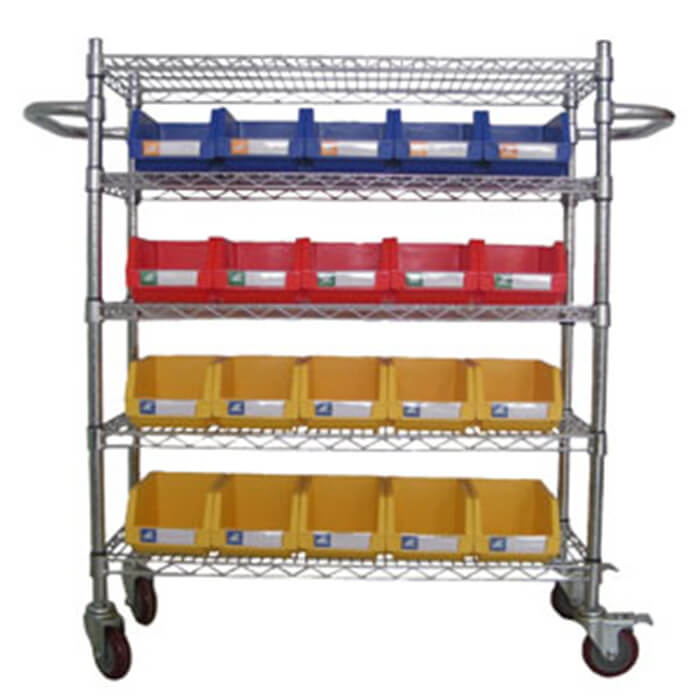 Wire Shelving Trolley With Storage Bins WST4018-005