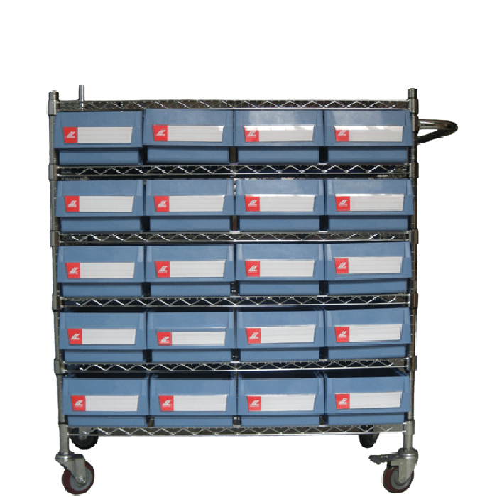 Wire Shelving Trolley With Shelf Bins WST11-3214
