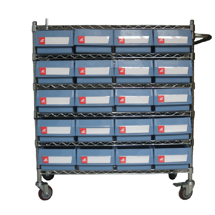 Wire Shelving Trolley With Shelf Bins WST15-4214