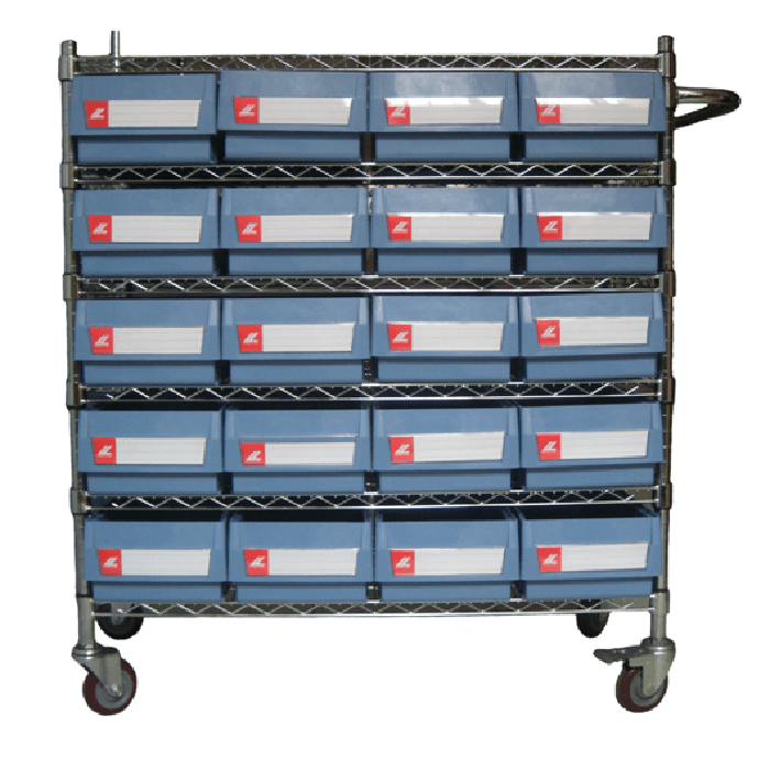 Wire Shelving Trolley With Shelf Bins WST15-4209