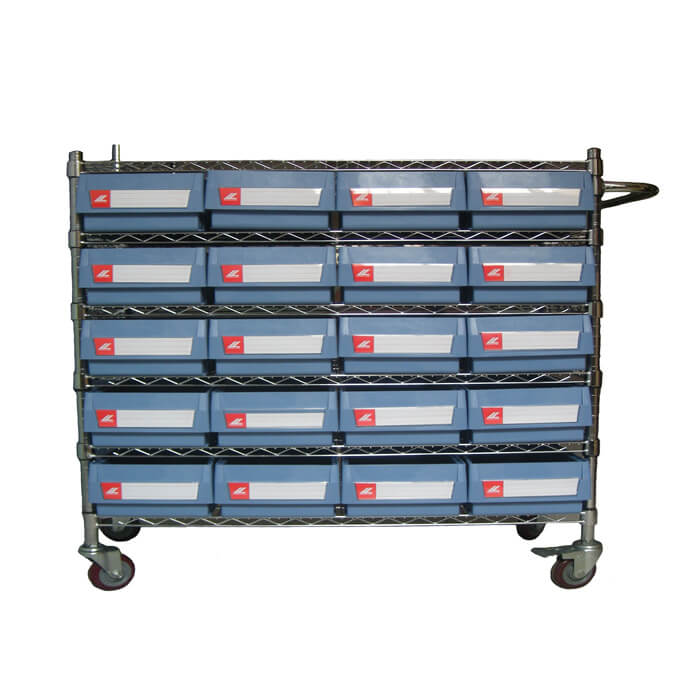 Wire Shelving Trolley With Shelf Bins WST15-4109