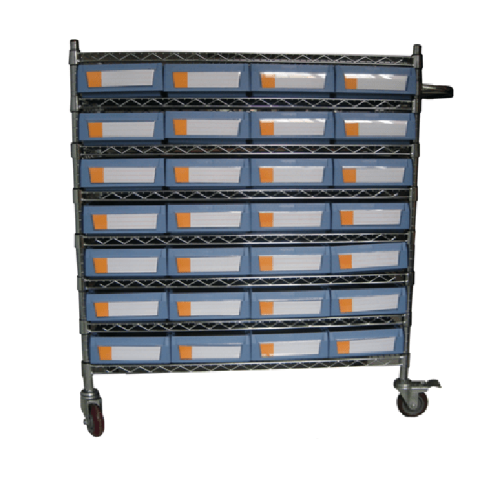 Wire Shelving Trolley With Shelf Bins WST11-3214