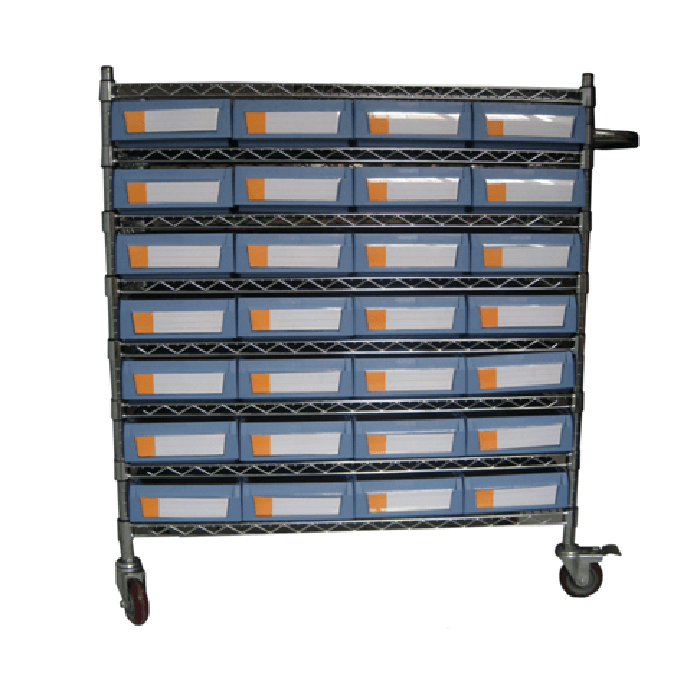 Wire Shelving Trolley With Shelf Bins WST15-4214