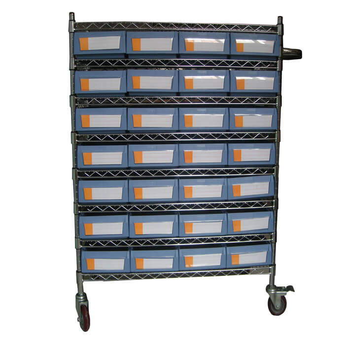 Wire Shelving Trolley With Shelf Bins WST23-6214