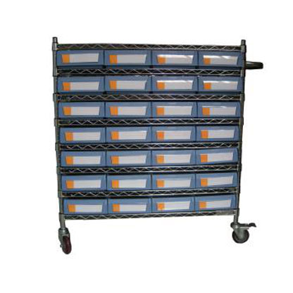 Wire Shelving Trolley With Shelf Bins 